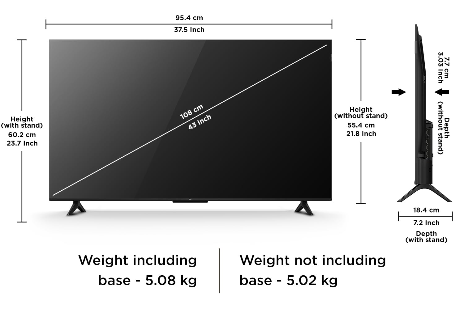 TCL 43 inches 43S5K FHD QLED TV Metallic Bezel-Less – 1 Year Warranty ...
